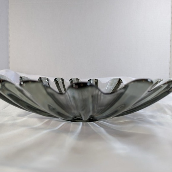 Vintage Federal Glass Celestial Smoke Iridescent Centerpiece Bowl - Picture 8 of 10